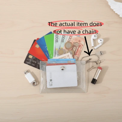 3个透明公交卡套，创意迷你按扣收纳袋，偶像卡片收纳袋，适合整理小物件，办公桌配件，办公用品，办公装饰