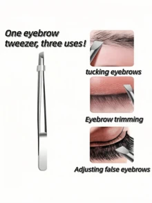 Horizontal Textured Eyebrow Tweezers, Angled Eyebrow Hair Removal Tool, Beauty Shaping Eyebrow Grooming Tool, High Quality Stainless Steel Eyelash Tweezers - Tweezers - View 5