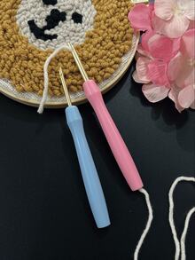 Fixed Head Plastic Handle Punch Needle, Pink And Blue Colors Available, Suitable For Punch Embroidery, Home Decor, Handmade Gifts, Holiday Decorative Paintings And Other Fabric DIY Crafts - Plastic Non-replaceable Needle - View 5