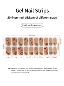固化凝胶美甲贴，透明底胶，20片装，需使用UV灯固化，沙龙品质，持久耐用，ES20跨境批发代发货红皮书同款美甲贴纸，指尖美甲贴纸 - 彩色 - 查看 4