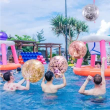 1 quả bóng bơm hơi PVC dùng cho bãi biển/hồ bơi, đồ dùng tiệc tùng, vật dụng cần thiết cho bãi biển, trò chơi hồ bơi. - A - Xem 2