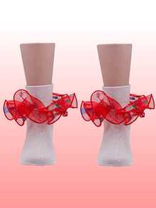 1双婴儿/幼儿/儿童荷叶边公主芭蕾舞袜，适合婴儿/幼儿/儿童 - 彩色 - 查看 7