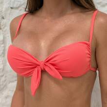 Ella Women's Bikini Top, Strapless, High-Cut Bottom, Sexy Summer Comfortable Beachwear - 橘色 - 查看 4
