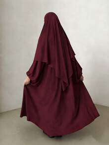 2pcs Set Hijab Single Layer Design & Abaya Wide Sleeve Design, Classic Fashion Suit, Suitable For Women's Daily Wear And Prayer Jilbab - Multicolor - View 10