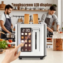 Smart Touchscreen 2-Slice Toaster, Stainless Steel Bread Maker With LED Display, Extra Wide Slots & 6 Shade Settings For Bagel/Waffle, Modern Kitchen Essential - 2 lát - Xem 1
