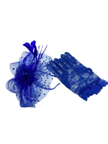 Presilha de chapéu feminina encantadora, acessório de cabelo para casamento/chá da tarde, e luvas curtas com laço de renda, praia, viagem. - A - Ver 3