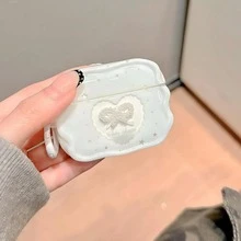 适用于 Pro2/3 耳机盒的优质白色蝴蝶结，兼容 1/2/3/4 蓝牙苹果第三代保护壳 - 白色蝴蝶結 - 查看 3