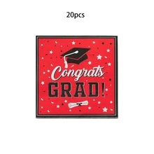 Bộ đồ dùng tiệc tốt nghiệp 10/20/50/80 món năm 2026, bộ đồ ăn tiệc tốt nghiệp màu đỏ dùng một lần gồm đĩa, cốc và khăn giấy để chúc mừng sinh nhật tốt nghiệp. - màu đỏ - Xem 7