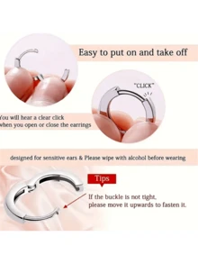 1 Pair Fashionable Round Earrings For Women, Inlaid With Shiny Colorful Zirconia Stones, Suitable For Weddings And Parties - Hoop Earrings - View 8