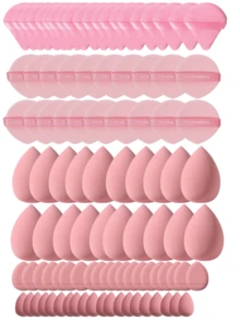 5/10/20/30/40/50/60/80/100pcs Makeup Tool Set Includes: 10pcs Liquid Makeup Sponges + 10pcs Mini Liquid Makeup Sponges + 10pcs Powder & Setting Triangular Puffs + 10pcs Face Makeup Air Cushion Puffs + 10pcs Mini Face Concealer Air Cushion Puffs - Watermelon Pink - View 11