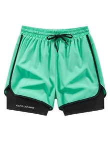 2025 年夏季新款女士运动短裤，带内衬和隐藏口袋，休闲户外女士服装 - 薄荷綠 - 查看 2