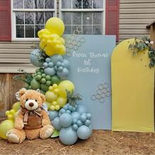 33pcs Sage Green, Dusty Blue, Yellow Balloon Set, 10inch Olive Green, Macaron Yellow, Slate Blue, White Cream Latex Balloons, Suitable For Birthday, Wedding, Baby Shower, Wild Party Decorations - View 4