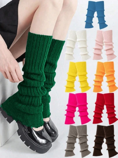 Fashionable Cute INS Style Women's Leg Warmers, Versatile For Daily Casual, Outing, Party, Date, Anniversary, Mid-Calf Socks, Ideal Gift For Valentine's Day, Back To School, Halloween, Christmas, Girlfriend's Birthday