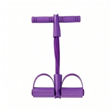 1pc Resistance Band - 4 Tube Foot Pedal Ankle Stretcher - New Seated Leg Stretching Strap With Handles, Suitable For Arm Exercises. Home Fitness, Fat Burning, Shaping, Simple And Convenient Exercise Tool - Purple - View 11
