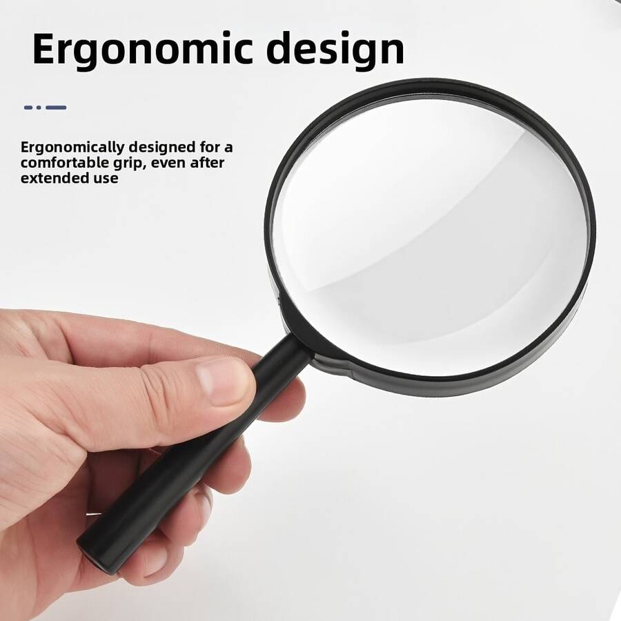 90/100mm High Performance Crystal Glass Handheld Magnifier - Ultra-Clear Portable Magnifier Suitable For Seniors, Antique Appraisal And Insect Observation - Ideal Companion For Smartphone, Book And Newspaper Reading (With Magnification Function) - A - View 1