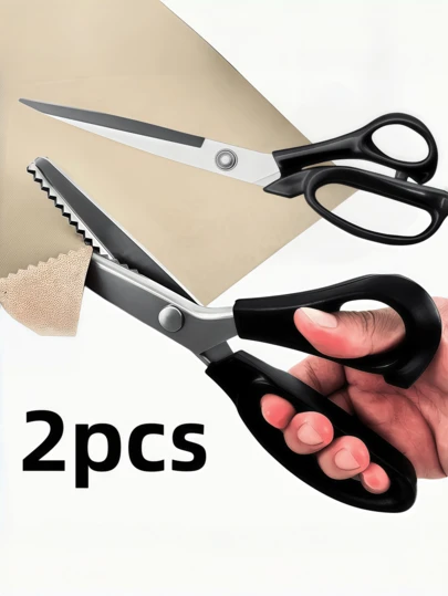 1pc Heavy Duty Fabric Scissors, Serrated Blades Decorative Edge Craft Scissors, Suitable For Adults, Perfect For Sewing Fabrics, Leather And Cardboard, Professional Handheld Tailor Tool