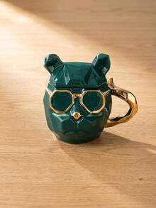 1 pieza Taza con diseño de perro de patrón geométrico de moda, diseño de gafas elegante e interesante, taza de cerámica adecuada para café y té - Multicolor - Ver 3