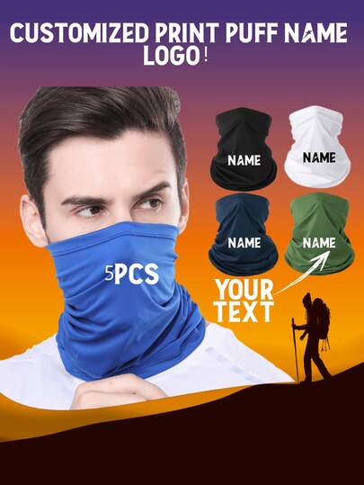 Outdoor Breathable Sunscreen Breathable Ice Silk Sports Headscarf Scarf, Fishing Magic Face Scarf, Neck Cover, Cycling Face Mask, Head Cover, Customized Text Logo 5pcs