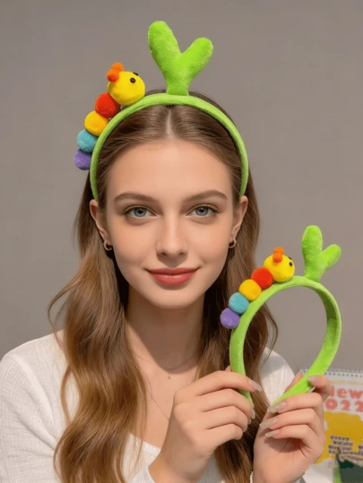 1 pieza Diadema de pelo 3D de dibujos animados con arcoíris y ramitas, diadema de lavado de cara dulce para niñas, accesorio de pelo versátil, lindo y juvenil para diadema de primavera/verano