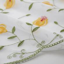 2 piezas cortinas bordadas con estampado de tulipanes, cortinas de ventana de 200X150 cm, para ventilación, filtrado de luz, adecuadas para ventanas pequeñas, semiopacas, no completamente transparentes, cortinas de dormitorio, decoración de dormitorio, sala de estar y dormitorio - Tulipanes - Ver 3