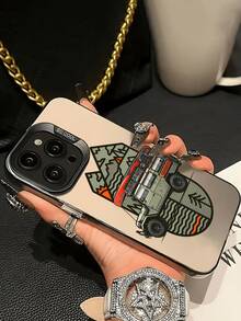 1pc New Arrival Hot-Selling Colorful Silver IMD Mountain Bike Camping Outdoor Pattern Elegant Protective Phone Case Compatible With IPhone 17 Pro Max/17 Pro/17/16 Pro Max/16 Pro/16, 15 Pro Max/15/14 Pro/11/13 Pro/15 Pro/15/13 Pro Max, Suitable As New Year, Ramadan, Birthday Gift For Girlfriend, Boyfriend Or Self-Use - Black - View 4