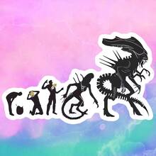 Black Alien Evolution Sci-Fi Fun Parody Sticker, Waterproof Vinyl Sticker - Matte Surface, Self-Adhesive Bumper Sticker, Suitable For Cars, Windows, Laptops, Trucks, Water Bottles - Versatile Design, Car Sticker - Vinyl - View 9