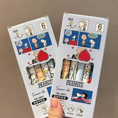 Conjunto de 6 canetas esferográficas, artigos de papelaria com desenhos animados fofos para escola, escritório, lembrancinhas de festa e presentes de Natal (estilo aleatório)