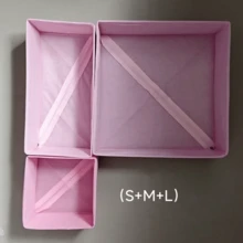 Minimalist Foldable Fabric Storage Box, Suitable For Underwear, Accessories, Decorations, Home Decor, Bedroom Decor, Suitable For Autumn And Holidays - Pink - View 6