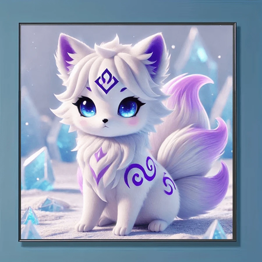 Bộ tranh đính đá hình cáo tím mới, 1 bức, tranh khảm đá pha lê tròn 5D tự làm, thích hợp làm quà tặng thủ công, trang trí phòng khách, phòng ngủ, lễ Eid Al-Adha, các dịp lễ lớn, Ngày của Cha, Ngày của Mẹ, mùa cưới, Ngày Quốc tế Lao động, Lễ Phục Sinh, Giáng Sinh, Ngày Valentine, không khung.