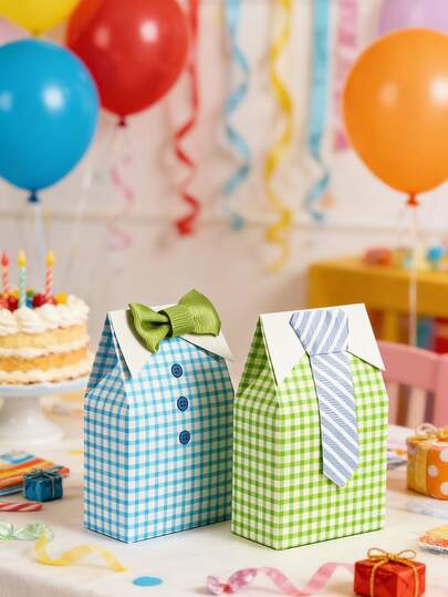 10 hộp quà kiểu Châu Âu mới, hình nơ và kẻ caro, hộp đựng kẹo sáng tạo, quà tặng đám cưới, thích hợp làm quà sinh nhật, tiệc tùng, kỷ niệm.