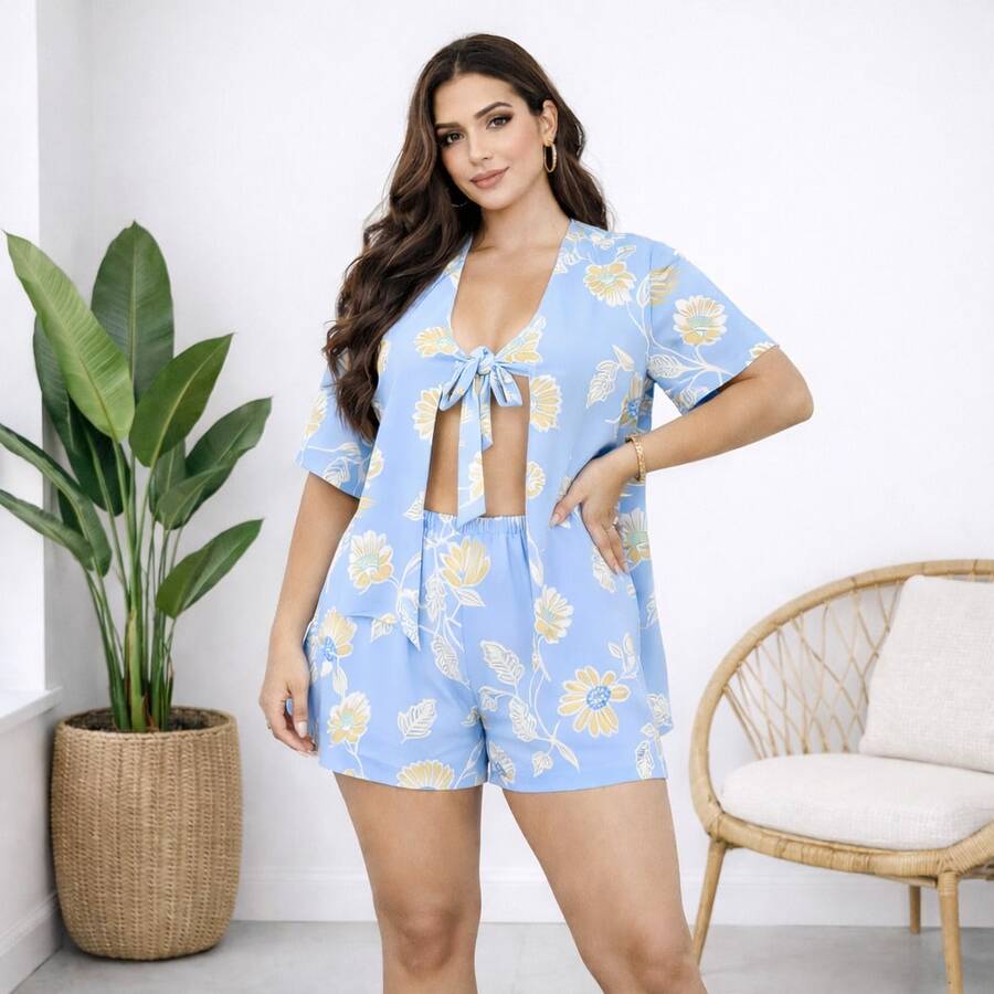 WOMEN'S KIMONO SUMMER - Baby Blue - View 1