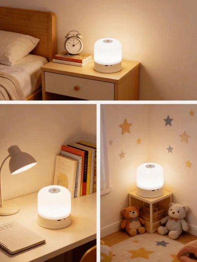 1 chiếc đèn ngủ có thể điều chỉnh 6 màu, đèn ngủ để bàn đa sắc màu với chế độ đổi màu động, bật sáng tức thì, ánh sáng tạo không gian mộng mơ cho phòng ngủ, trang trí tiệc, người bạn đồng hành giấc ngủ trong phòng ngủ, đèn ngủ cho trẻ em.