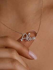 Custom Diamond Name Necklace, Bling Name Necklace, Personalized Necklace, Gold Name Necklace, Mother's Day Gift, Custom Jewelry Gift For Her - Full Diamond Necklace 1 - View 3
