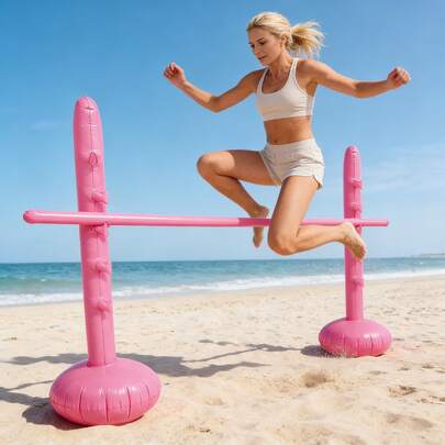 1 Set Inflatable Jump Height Game Set, Durable Inflatable Jumping Pole For Party, Celebration, Outdoor Activity, Beach Entertainment