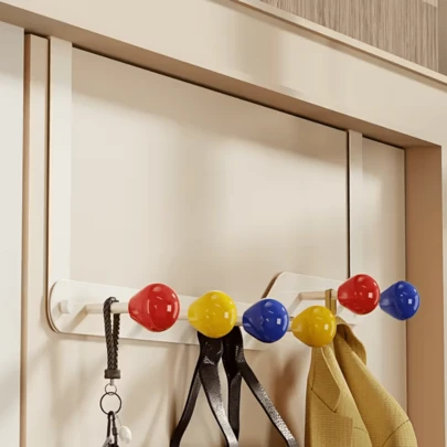 ตะขอแขวนประตูสไตล์โดปามีน - ตะขอแขวนประตูโลหะเคลือบสีสันสดใส ไม่ต้องเจาะ สำหรับแขวนเสื้อโค้ท กระเป๋า และผ้าเช็ดตัว, ที่จัดระเบียบประหยัดพื้นที่ ติดตั้งง่ายไม่ทำลายพื้นผิว, อุปกรณ์ตกแต่งบ้านสไตล์โมเดิร์น, ตะขอแขวนประตูสำหรับแขวน, โซลูชันแขวนผ้าเช็ดตัว, ดีไซน์ตะขอขี้เล่น, ที่แขวนเสื้อโค้ท, อุปกรณ์เสริมมีสไตล์, โครงสร้างแข็งแรง, สำหรับผู้อยู่อาศัยในอพาร์ตเมนต์