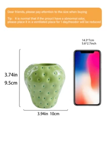 1pc Handpainted Cute Strawberry Shaped Vase, Available In 3 Colors (Rose Red, Cherry Blossom Pink, Daisy Green), Suitable For Home Decor, Garden Decor And Hydroponic Plants - A - View 13