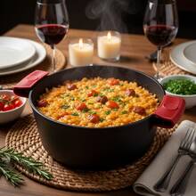 Pre-Seasoned 5 Quart 2-In-1 Cast Iron Dutch Oven – Dual Handle Camping Pot With 2 Silicone Handle Covers For Fireplace, BBQ, Baking & Campfire Cooking - Black - View 6