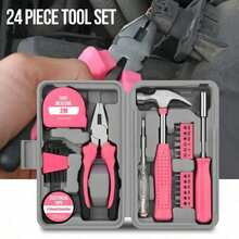 24Pcs Pink Women's Tool Kit, Household Repair Set With Hammer Pliers Screwdrivers, Compact Case For DIY Car Emergencies - Repair Tools - View 11