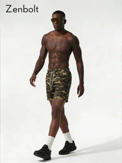 ZULIZ 男士休闲运动短裤，弹性腰带和抽绳设计，适合户外休闲旅行，简约优雅，健身跑步皆宜，多功能夏季款式，是送给丈夫或男友的理想礼物。