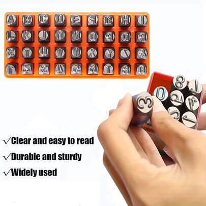 1 طقم ختم الأحرف/الأرقام (مع صندوق تخزين)، أداة صناعة المجوهرات احترافية، مقاس (3مم)(2.5مم)(4مم)(A-Z) ختم بارز، مناسب للمعدن والبلاستيك والخشب للختم، حرفي يدوي، فولاذ CR-V عالي الصلابة، هدية فاخرة