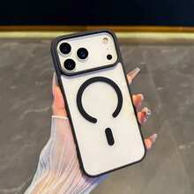 Transparent Magnetic Phone Case, Compatible With 17 Pro Max, 16, 15, 14, 13, 12, 11 Pro Plus Max, Mini 7, 8, SE, 16e, 7P, X, XR, Xs Max, Shockproof Protective Cover - Black - View 1