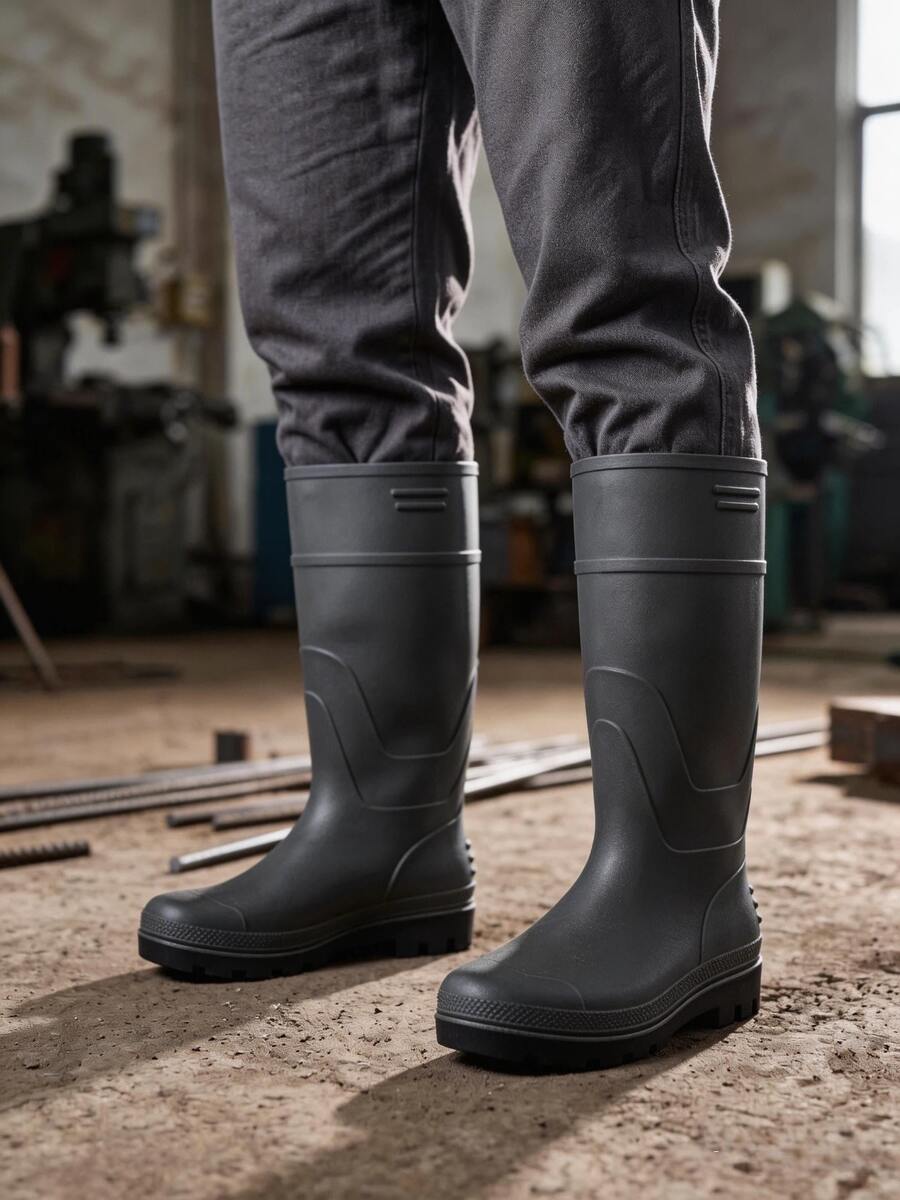 Men's Classic High-Top Rain Boots, Garden Anti-Slip Rain Boots, Durable & Comfortable, Suitable For Outdoor Fishing, Gardening, Construction Site Work - Matte Black - View 1