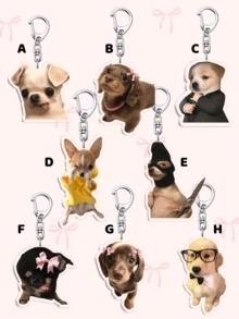 1个亚克力可爱吉娃娃脸钥匙扣：拳师犬钥匙扣/领结腊肠犬钥匙扣/趣味吉娃娃表情，可用作包包配饰、新奇礼物和粉丝礼物。适合送给男朋友、女朋友、家人、老师，也可作为派对礼物和狗狗主题手机装饰。 - 彩色 - 查看 11