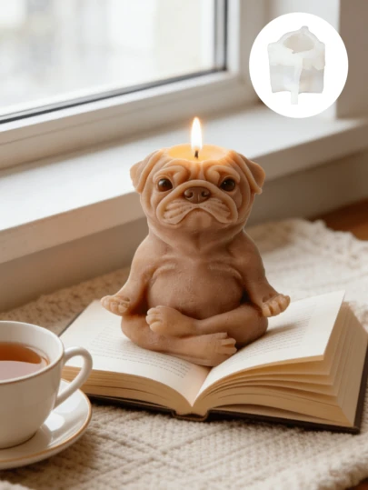 Happy Dog Silicone Mold, Artistic Decor Handmade, Layered Pet Cat Dog Silicone Mold, DIY Home Decor, Kneading Music, Aromatherapy, Candle, Plaster Crafts, Suitable For DIY Handmade Gifts