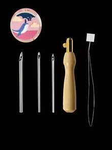 三件套可替换木柄绣花针套装，十字绣工具，DIY工艺针，缝纫和手工用品 - 木柄3針頭 - 查看 1