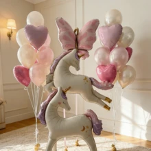 Unicorn Balloon Set, Pink Butterfly, Unicorn Foil Balloon, Ivory Latex Balloons, Suitable For Birthday Party, Wedding Theme Party, Party Decorations, Indoor And Outdoor Decor, Bridal Shower, Mother's Day, Family Party Decorations - 多色 - 查看 2