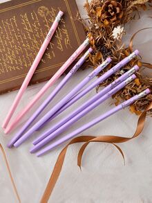 Customized Text LOGO Candy Color Triangle Pencil, Writing, Sketching, Drawing Pencil, Learning Stationery With Eraser, HB Pencil, Macaron Wooden Pencil, Jelly Pencil, Perfect Gift For Friends, Teachers, Family, Colleagues For Daily Office And Student Use - Multicolor - View 2