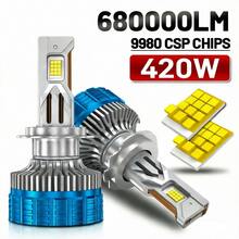 HYNBYZJ Bộ 2 bóng đèn LED pha ô tô H7 H4 công suất cao 420W CANBUS, tương thích với các dòng H9 H11 HB3 9005 HB4 9006 9012 9007 H13, gồm bảy bóng đèn ống đồng cho ô tô 12V 24V. - A - Xem 2