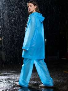 两件套包含雨衣和雨裤，加厚成人防水雨衣和雨裤，带帽全身雨衣，便携式户外防水外套，长袖连体雨衣，适合成人户外骑行、徒步旅行 - 女款雨衣 - 查看 5