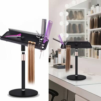 AliLeader Table Wig Stand With Multifunction Hair Extension Holder Hair Extension Tray With Wig Stand Wig Tripod Adjustable Mannequin Head Stand